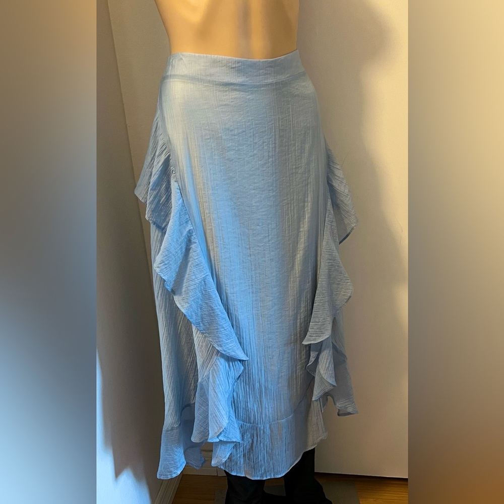 Marci Vago Blue Boho Chic lyocell ruffled asymmetrical Skirt Sz S